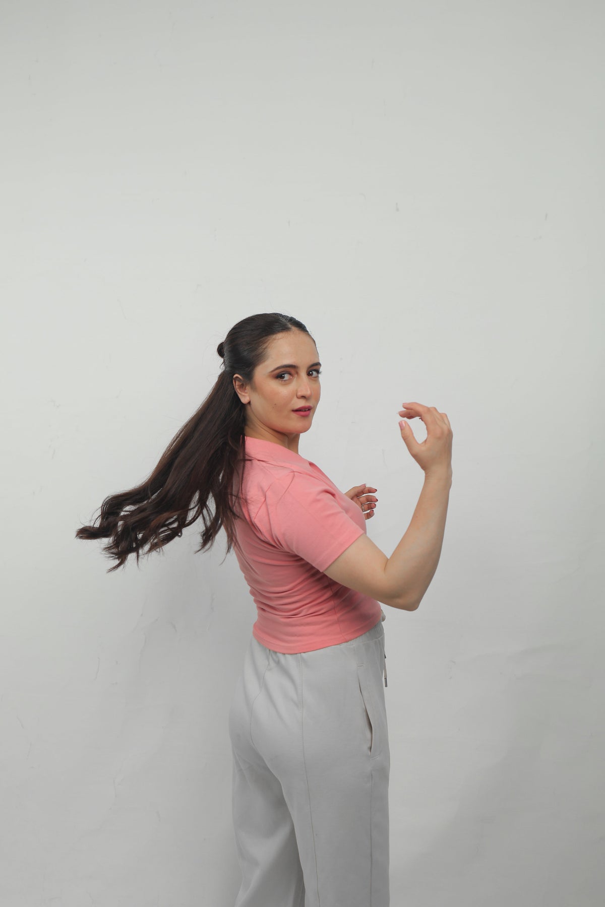 ELUX Minimal Heart Polo Crop Top back view